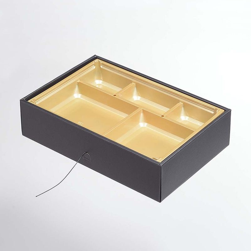 ヨシザワ 弁当容器　蒸熱BOX　MIYAKO膳 90－60Y　金 KIT2　50個/箱
