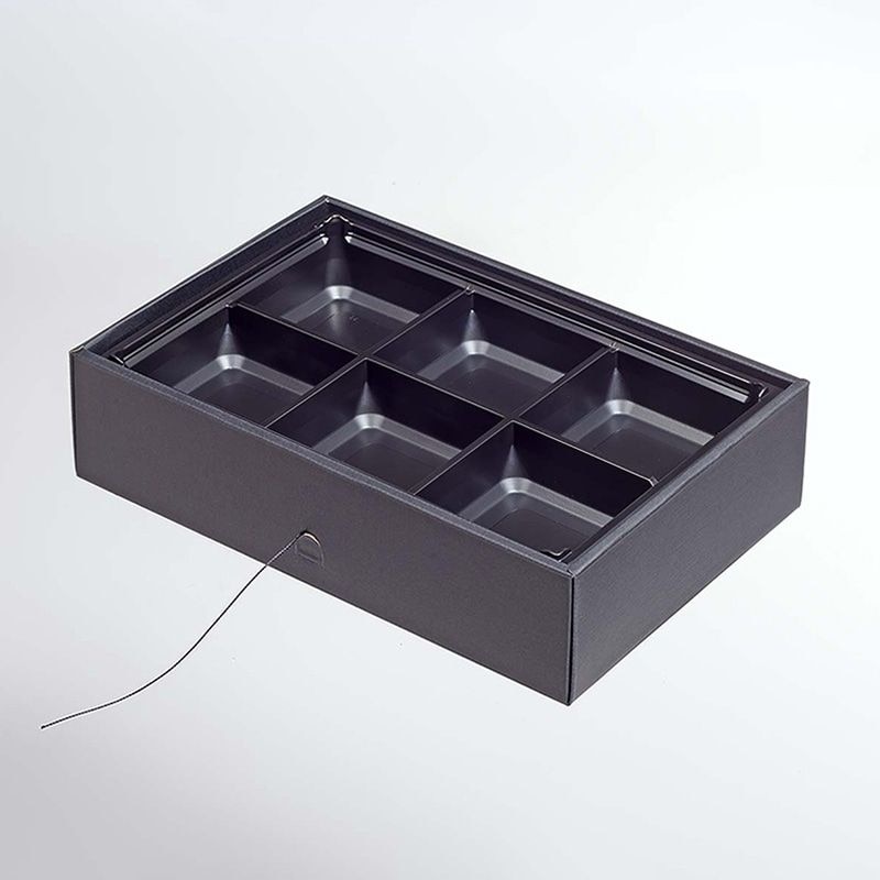 ヨシザワ 弁当容器　蒸熱BOX　MIYAKO膳 J－6　黒 KIT2　50個/箱