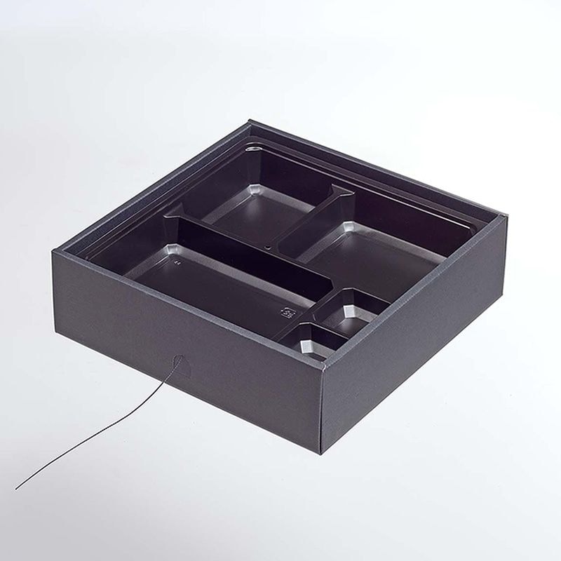 ヨシザワ 弁当容器　蒸熱BOX　松花堂 70－70A　黒 KIT2　50個/箱