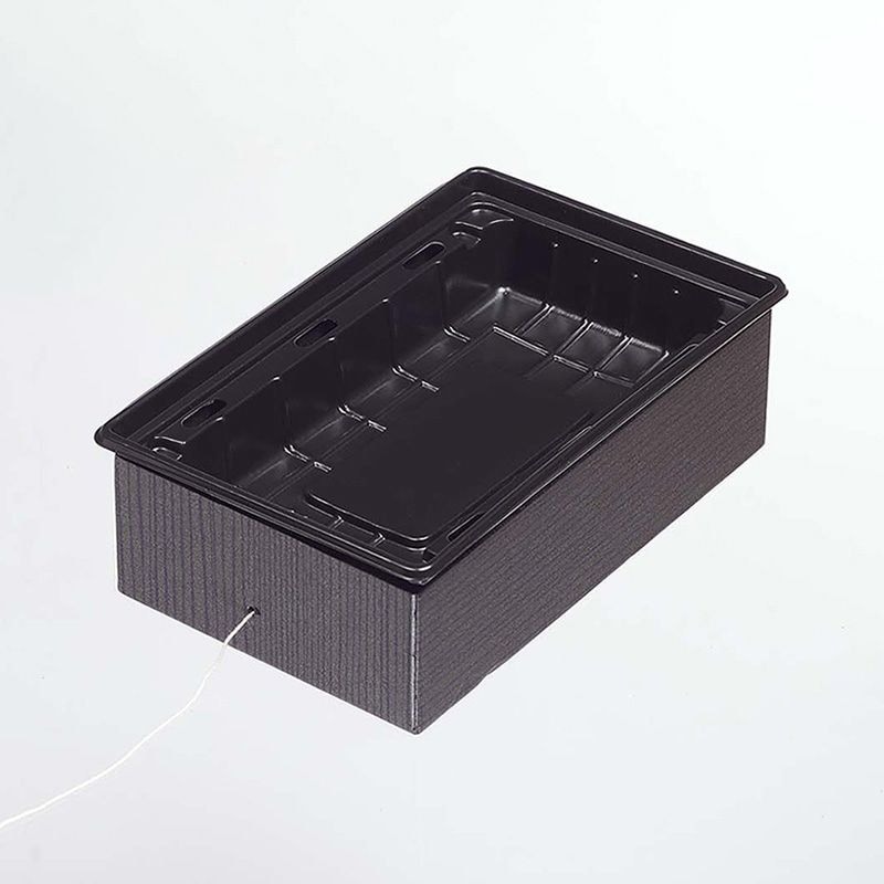 ヨシザワ 丼容器　蒸熱BOX　角丼 本体PSP  KIT1　黒フタ／透明蓋　50個/箱