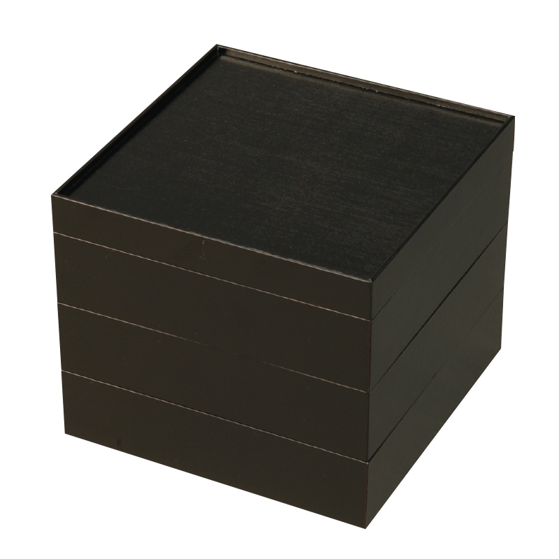 大黒工業 紙製重箱 V－BOX 7寸 黒無地（金ボール付）三段 10