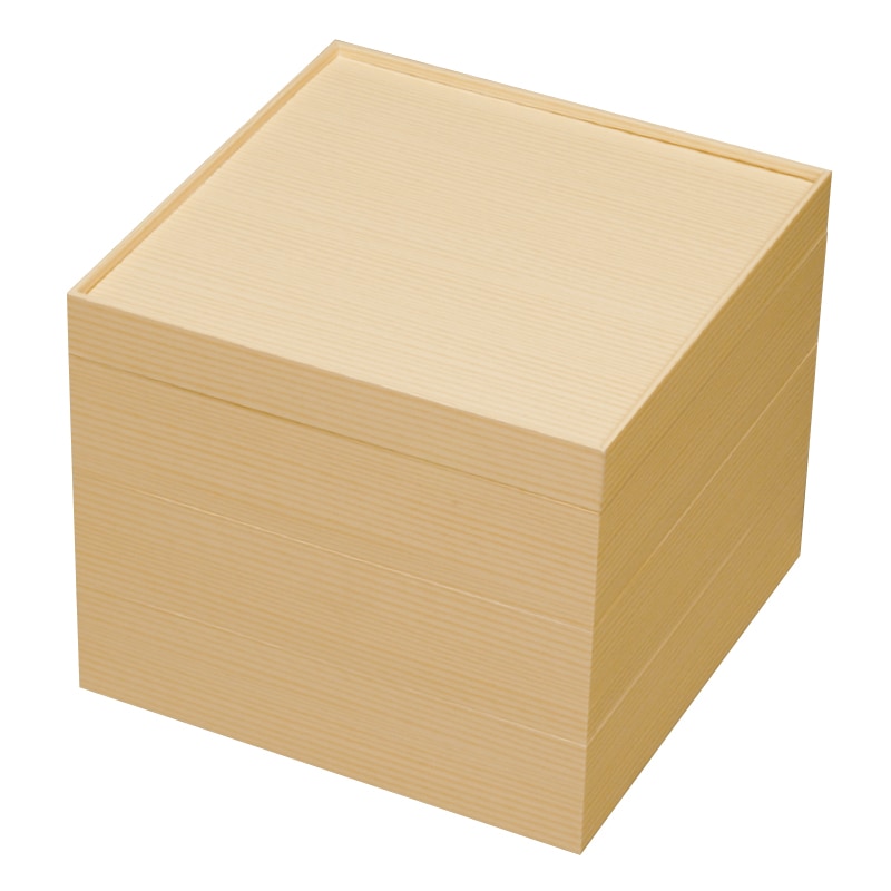 大黒工業 紙製重箱　Ｖ－ＢＯＸ 7寸 木目（金ボール付）三段　10個入.