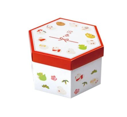 ヤマニパッケージ 六角BOX 迎春 19-1323　100個/箱（ご注文単位1箱）