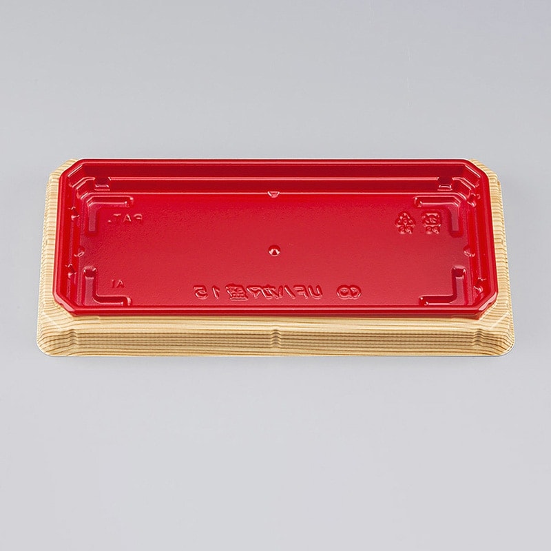 シーピー化成 寿司容器　UFハカマ盛 15(N)　本体   杉板赤　50枚入×20袋（1000枚）/箱