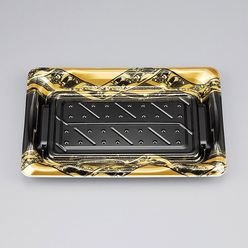 シーピー化成 寿司容器　SF港 24　本体  八重波黒　50枚入×18袋（900枚）/箱