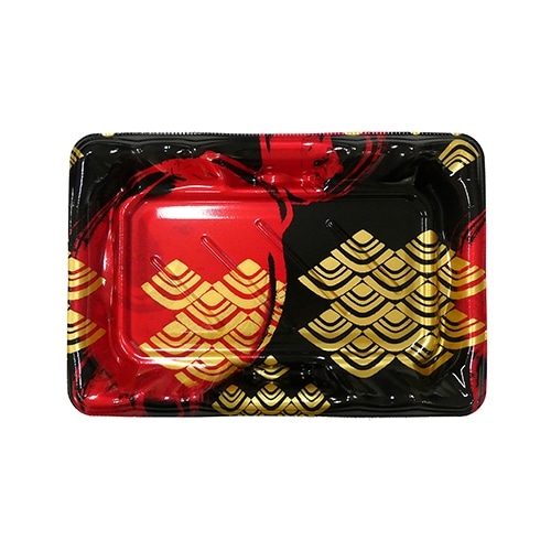 エフピコ 寿司容器　大波皿 2-4(V1)　本体  まる波赤　50枚入×18袋（900枚）/箱