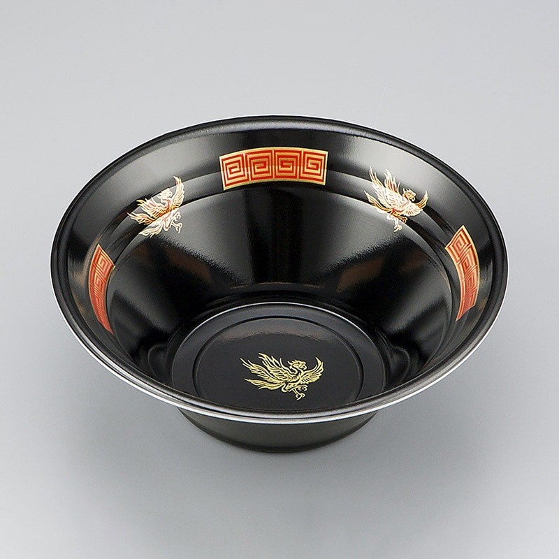 シーピー化成 麺容器　VK-760 本体　鳳雷黒／鳳雷外赤　50枚入×12袋（600枚）/箱