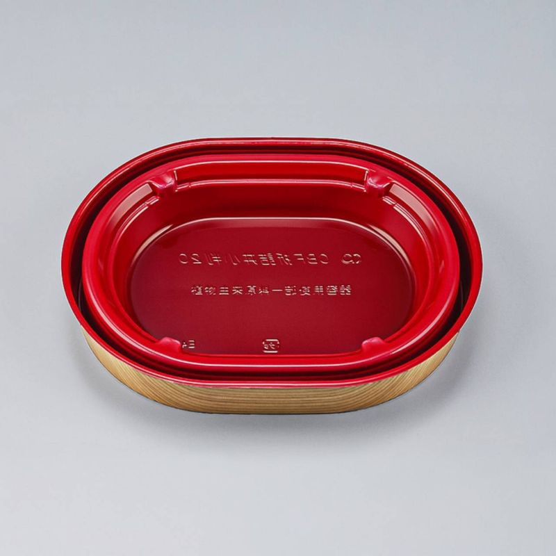 シーピー化成 どんぶり容器 CBF折詰丼小判20 本体　杉坂赤／黒板目金／黒板目　50枚入×12袋（600枚）/箱