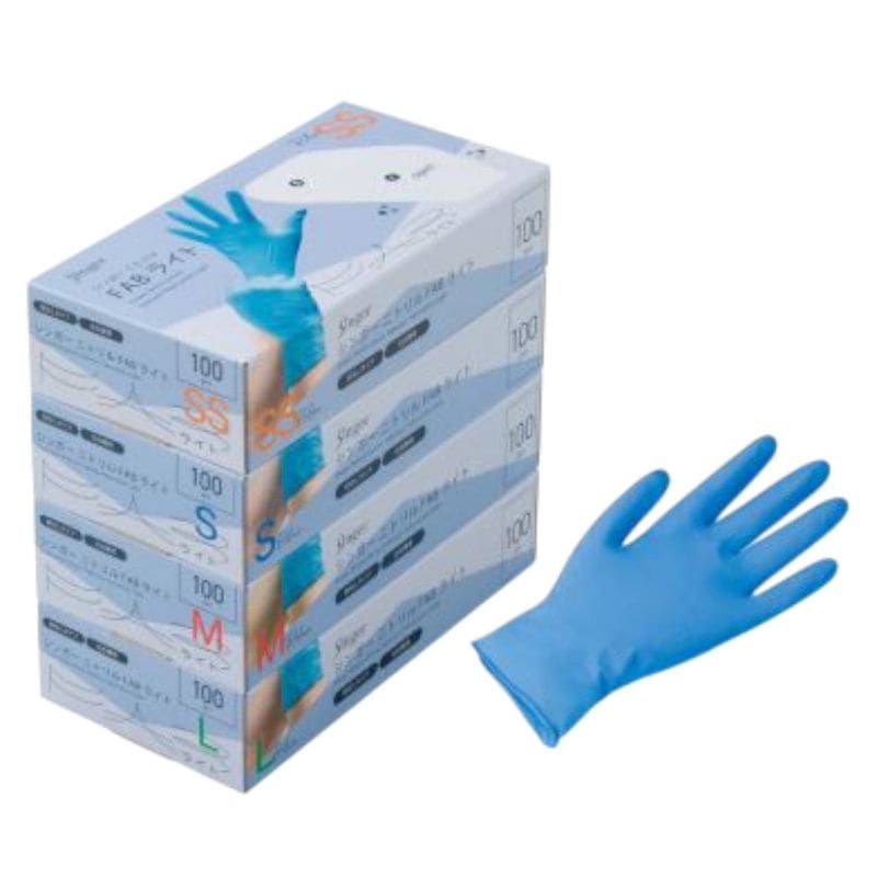 宇都宮製作 シンガー ニトリル手袋 FABライト ブルー　SS/S/M/L（粉なし） 100枚入×30箱（3000枚）/箱