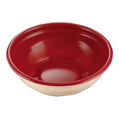 ケーピープラテック 内嵌合どんぶり K丸丼-18F 本体 赤木目　50枚入×12袋（600枚）/箱