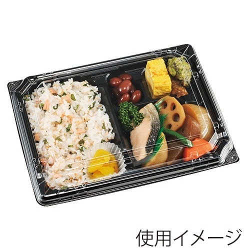 エフピコチューパ 弁当容器　カチ楽 23-18-1 黒 本体　50枚入×12袋（600枚）/箱