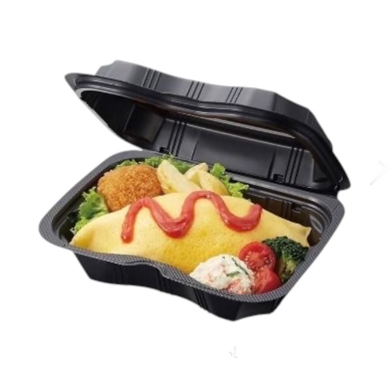 リスパック 弁当容器 バイオデリカ シェルBOX 40 黒　25枚×12袋（600枚）/箱.