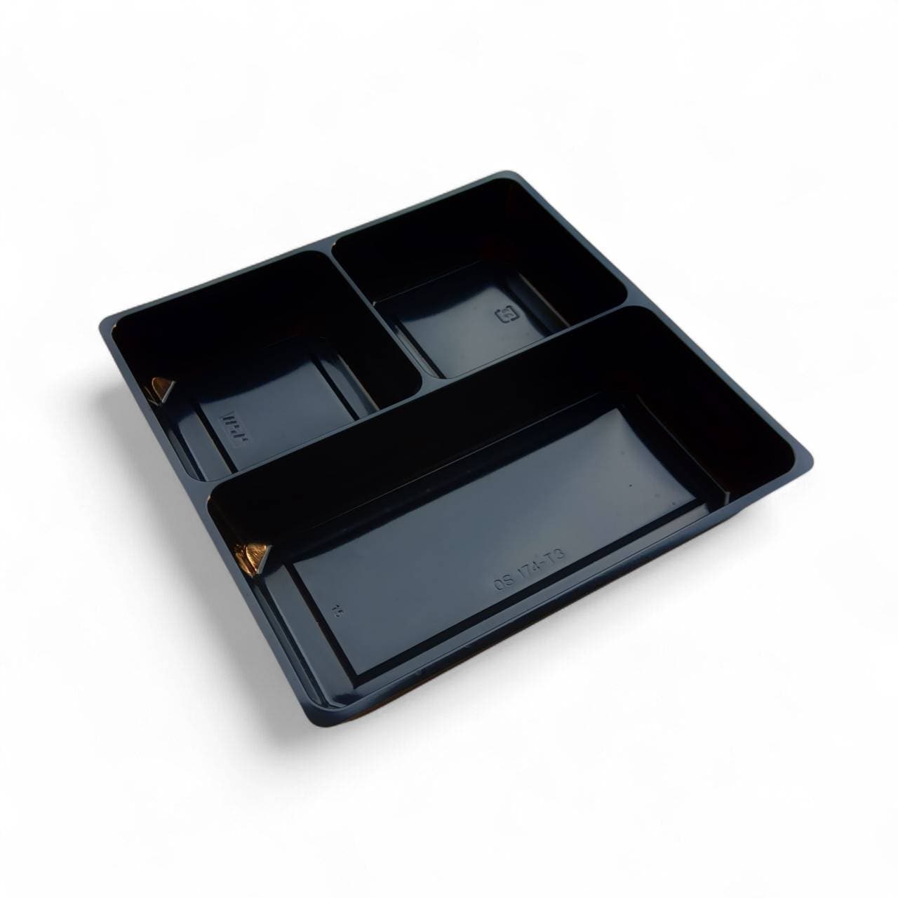 GD-130 スクエア黒木目柄折 しゃくり蓋 黒トレー入り 30個入｜はこまる