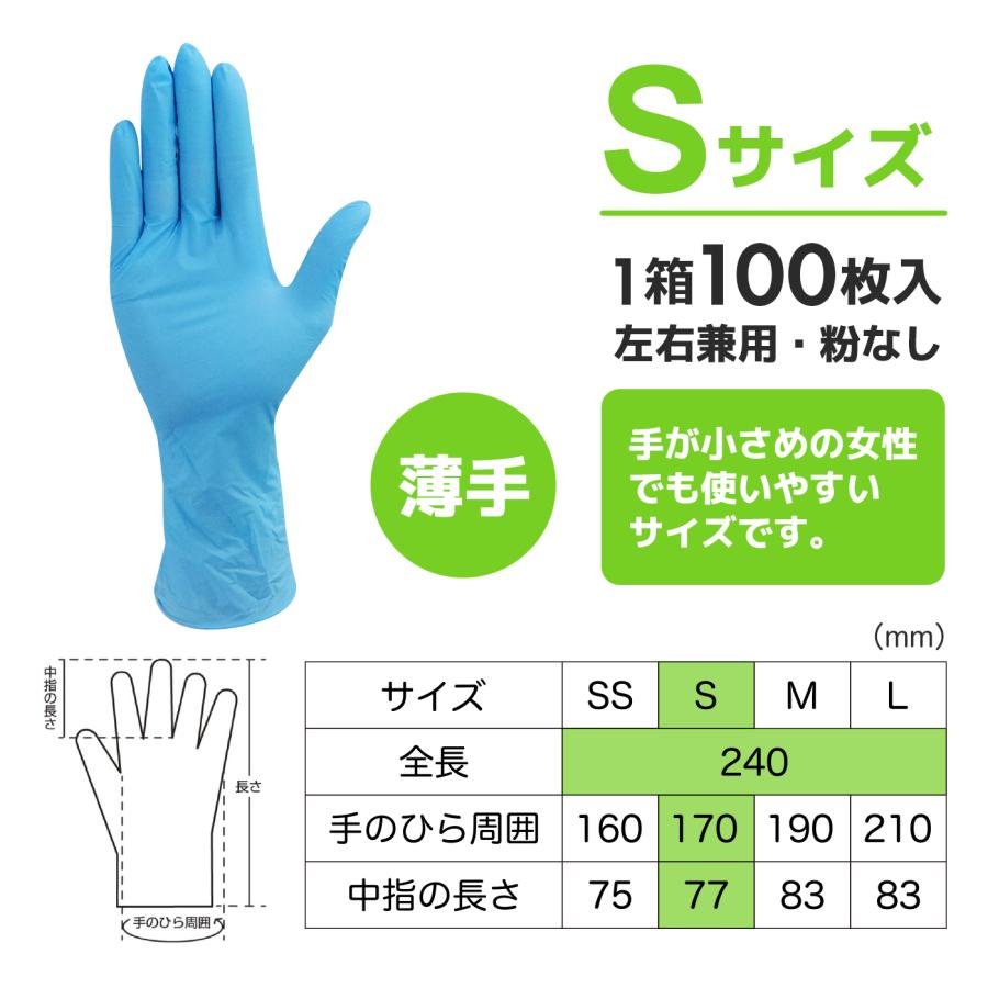 旭創業 ニトリルバリュー ブルー Sサイズ パウダーフリー 100枚/箱