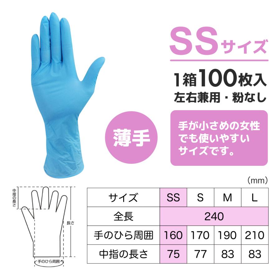 旭創業 ニトリルバリュー ブルー SSサイズ パウダーフリー 100枚/箱
