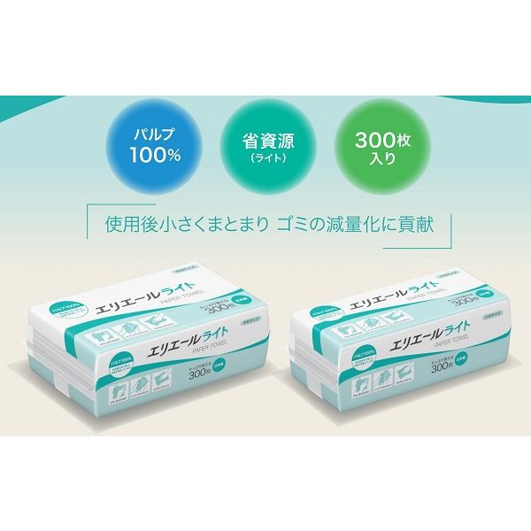 大王製紙 ペーパータオル エリエールライト 中判サイズ 300枚入/袋｜は