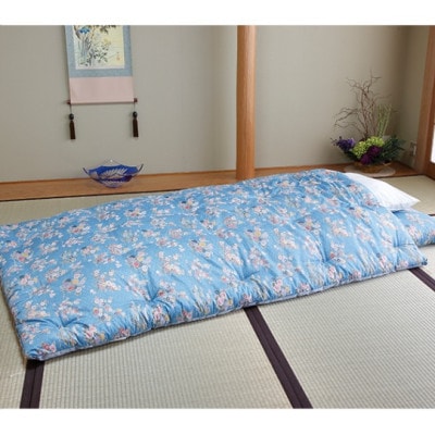 敷き布団 わた打ち直し ペイズリー柄 水色 シングルサイズ 2,200円お得] わた打ち直し 柄お任せ 掛布団／ふっくら敷布団