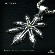 ネイティブ・ゴールドサン(太陽) マリファナモチーフ シルバー ペンダント トップ 【シルバー925/SILVER925 /ペンダントヘッド】|シルバー925|ペンダントトップ