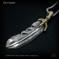 ゴールド イーグルクロウ(鷲の爪) 大型 ネイティブ フェザー(羽根) シルバー ペンダント トップ 【シルバー925/SILVER925 /ペンダントヘッド】|シルバー925|ペンダントトップ