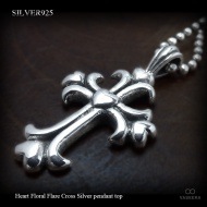 フローラル ハート クロス シルバー ペンダント トップ 【シルバー925/SILVER925 /ペンダントヘッド】|シルバー925|ペンダントトップ
