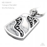 ホワイトバッファロー埋め込み アラベスク(唐草)デザイン プレート シルバー ペンダント トップ 【シルバー925/SILVER925 /ペンダントヘッド】|シルバー925|ペンダントトップ