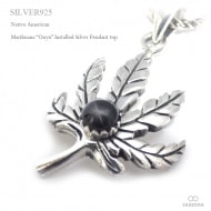 ネイティブアメリカン オニキス埋め込み 立体マリファナ シルバー ペンダント トップ 【シルバー925/SILVER925 /ペンダントヘッド】|シルバー925|ペンダントトップ