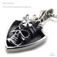 ”クロス・クラウン スカル” エスカッシャン(盾型) シルバー ペンダント トップ 【シルバー925/SILVER925 /ペンダントヘッド】|シルバー925|ペンダントトップ