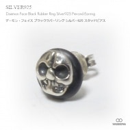 【単品販売（一個）】 デーモン・フェイス ラバーリング シルバー925 スタッドピアス 【シルバーピアス /  SILVER925 】|シルバー925|ピアス