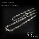 3mm幅 ステンレス ロール・チェーン(甲丸/真円あずき) 55cm 【ステンレススチール316L(SUS316L) /サージカルステンレス】|ステンレスチェーン|チェーンネックレス(単品)