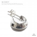 【単品販売（一個）】 6mm幅シンプル鏡面スロープカット(凸型) リングフープ風 シルバー925 スタッドピアス 【シルバーピアス /  SILVER925 】|シルバー925|ピアス