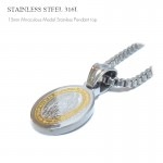 15mm（S）聖母マリアの不思議のメダイ 祈祷文ゴールドカラー仕上げ  ステンレス ペンダント トップ 【ステンレス・スチール316L/サージカルステンレス】|ステンレス(SUS316L) |ペンダン