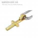 PVDゴールドコーティング 17mm シンプルクロス ステンレス ペンダント トップ 【ステンレス・スチール316L/サージカルステンレス】|ステンレス(SUS316L) |ペンダントトップ