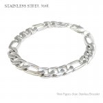 サージカルステンレス 鏡面仕上げ 9mm幅 フィガロ・チェーン ブレスレット 22cm 【ステンレス・スチール316L/S.steel316L】|ステンレス(SUS316L) |ブレスレット/バングル