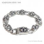 14mm フローラル クロス リンク  ステンレス ブレスレット 【ステンレス・スチール316L /ブレスレット】|ステンレス(SUS316L) |ブレスレット/バングル