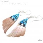 ネイティブアメリカン ハンドメイド 天然石＆シェルウィング シルバー925 ジプシーピアス（フックピアス） 【二個セット販売（両耳用）/シルバーピアス / インディアンジュエリー】|シルバー925|ピ