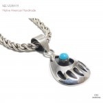 ネイティブアメリカン ハンドメイド 14mm ターコイズ埋込みベアパウ