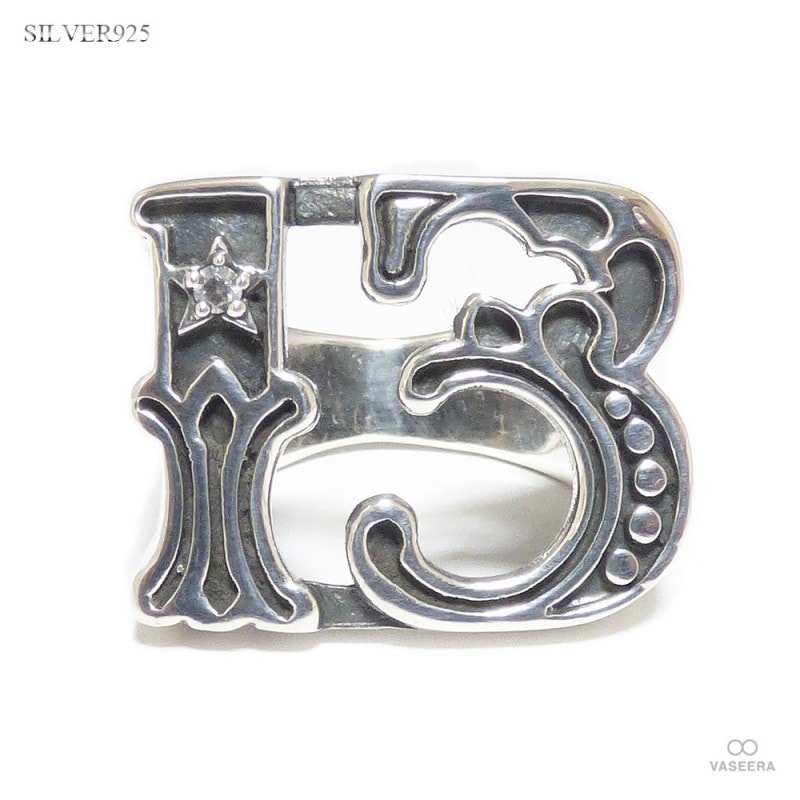 ナンバー”13” 数字デザイン ジルコニア埋込み シルバーリング  【シルバー925/SILVER925 /指輪】