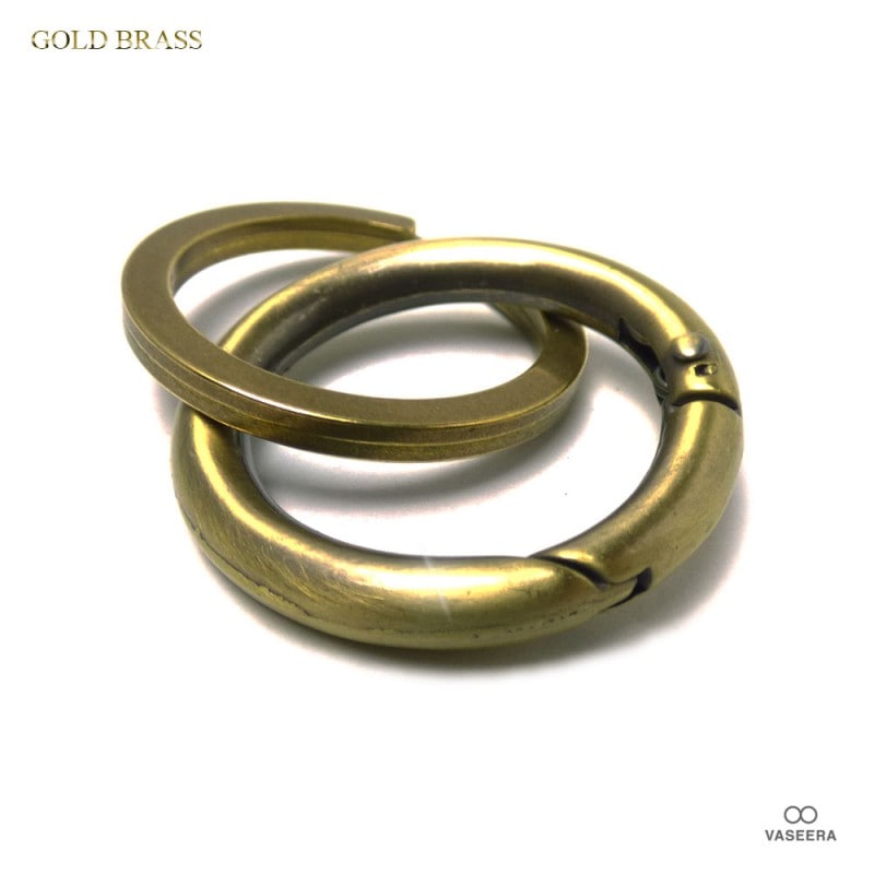 35mmカラビナリングパーツ 31mmフラットダブルリング（平型二重カン付き）キーホルダー /キーリング