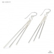 1mm幅 3連スティック チェーン  シルバー925 ジプシーピアス / フックピアス 【2個販売(両耳用)/ レディース / シルバーピアス】|シルバー925|ピアス