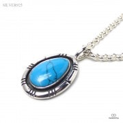 43mm ネイティブ系 ドロップ型 ターコイズ埋め込み シルバー ペンダント トップ 【シルバー925/SILVER925 /ペンダントヘッド】|シルバー925|ペンダントトップ