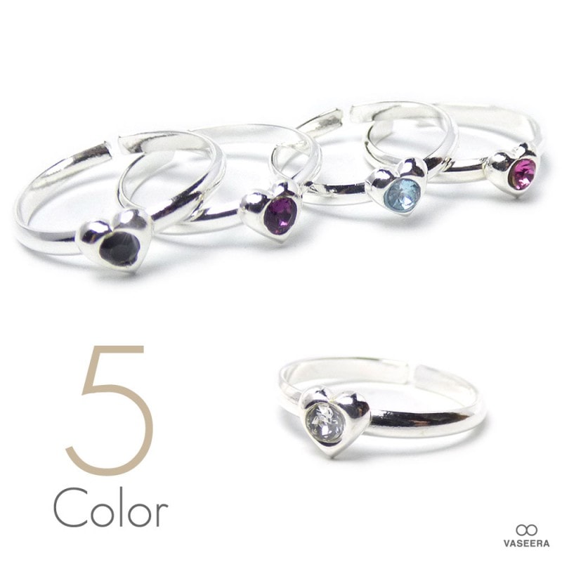 スワロフスキークリスタル パフハート  シルバー925 ファランジリング(ミディリング)/トゥリング 【SILVER925/指輪】