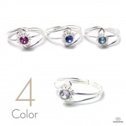 スワロフスキー フラワー 1mmワイヤーフレーム シルバー925 ファランジリング(ミディリング)/トゥリング 【SILVER925/指輪】|シルバー925|リング(指輪)