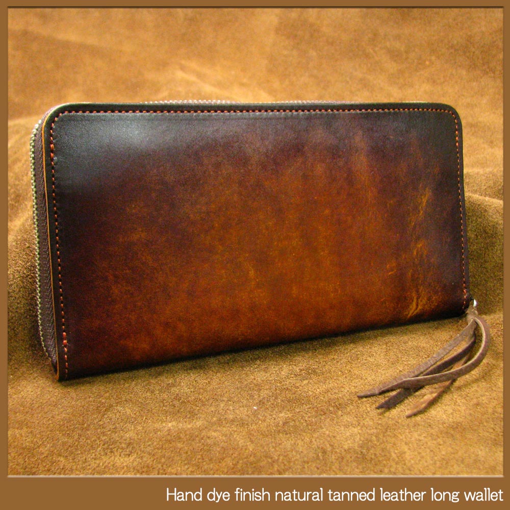 ハンドメイド 牛ヌメ革ロングトラッカーズウォレット 植物タンニン鞣し
