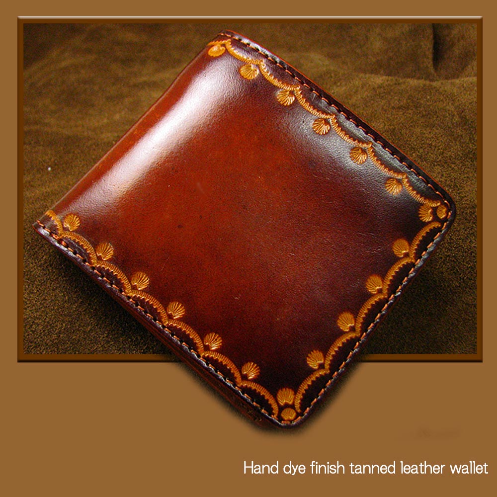 植物タンニン鞣し牛革(ヌメ革) 職人ぼかし手染めハンドスタンピング