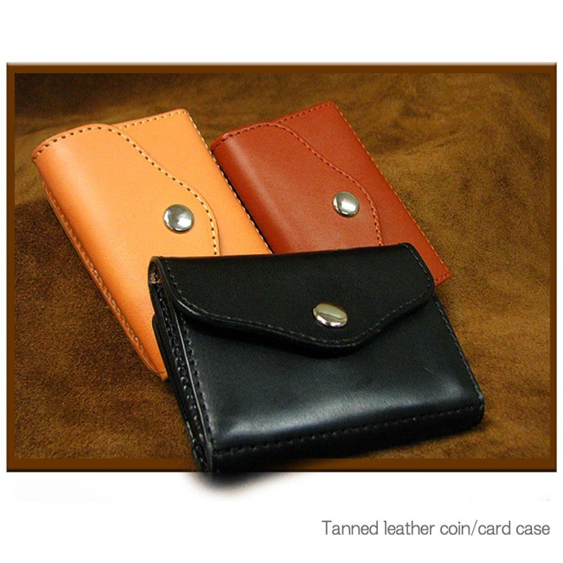 植物タンニン鞣し牛革(オイルヌメ)  二つ折り多機能コインケース/ コンパクトウォレット/革財布/ハンドメイド