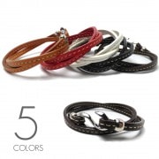 5mm幅 牛革 センターステッチレザーコード 2重巻き S型フック レザーブレスレット 【革 ブレスレット】|レザー/革|ブレスレット/バングル