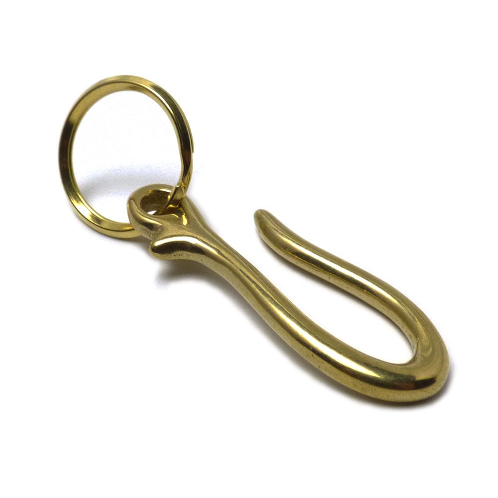 ゴールドブラス(真鍮) 64mmフィッシュフック/ ベルトフック/釣り針型