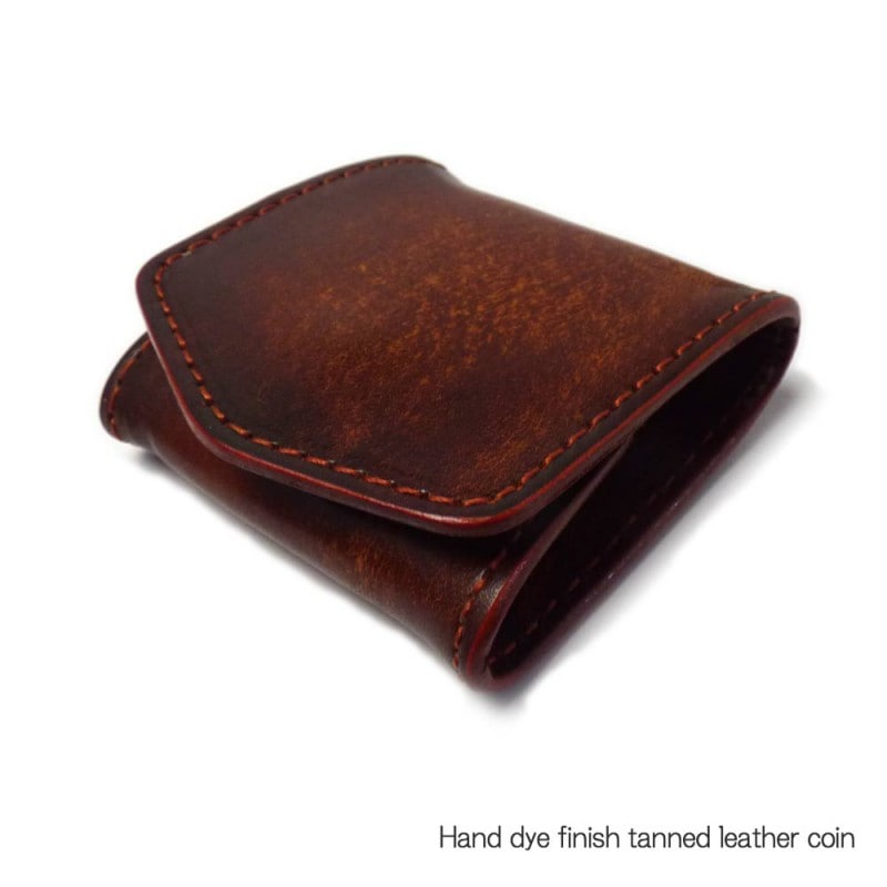 植物タンニン鞣し牛革(ヌメ革) 職人ぼかし手染め仕上げ ボックス型コインケース/ 小銭入れ/ハンドメイド