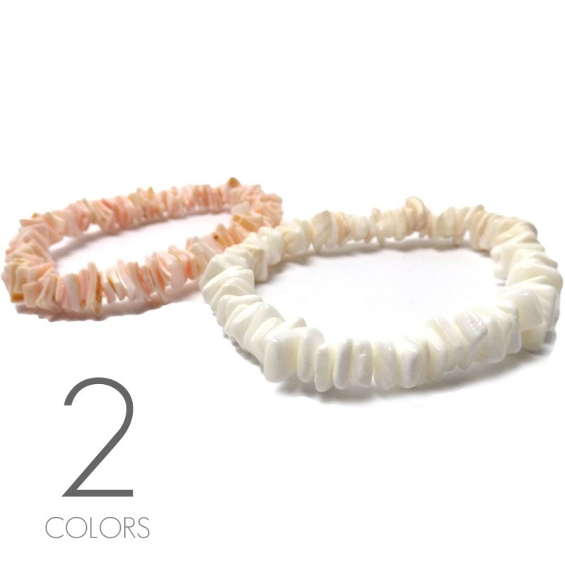 ヤタラシェル(ホワイト/ピンク) ブレスレット/ ゴムブレス  【メンズ/レディース】
