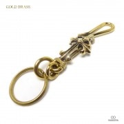 ゴールドブラス(真鍮) 38mmフローラルクロス ベルトフック 30mm二重